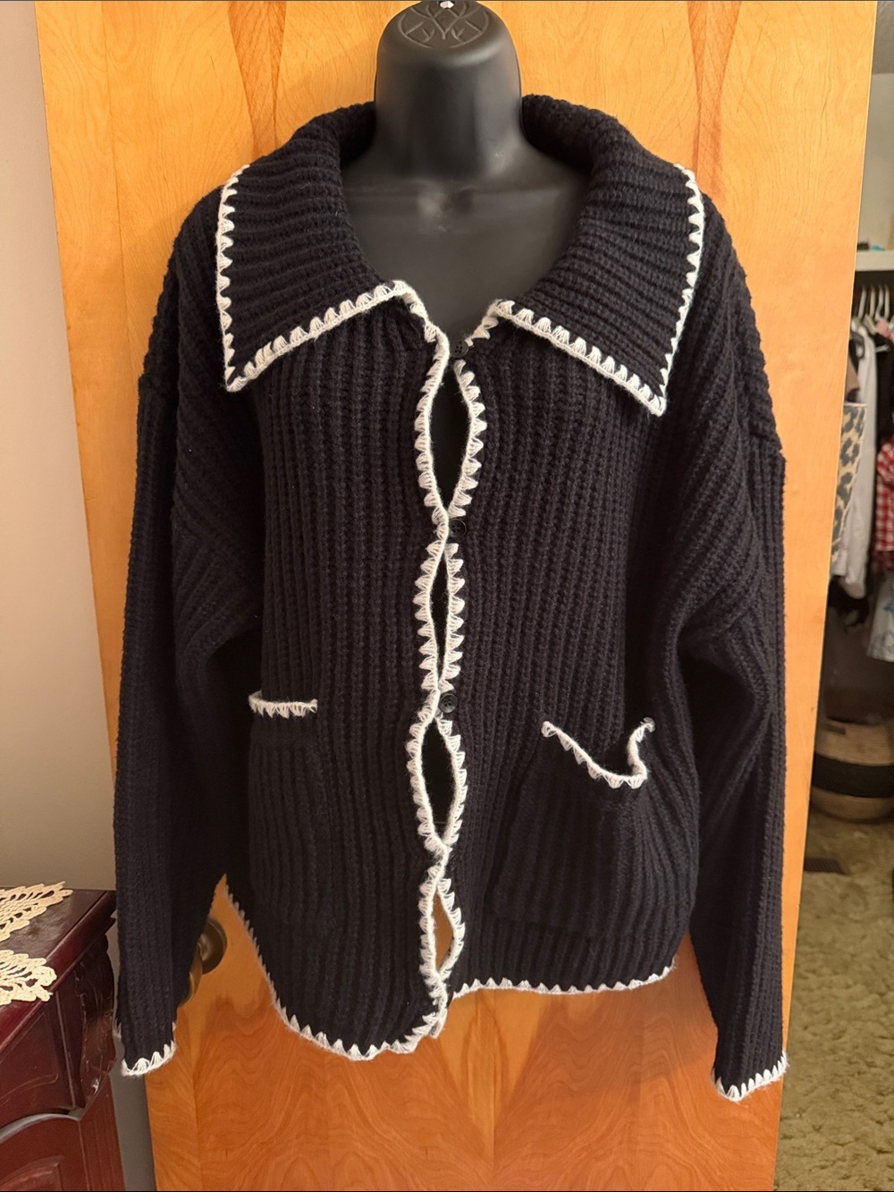 Chic Black and White Women's Cardigan